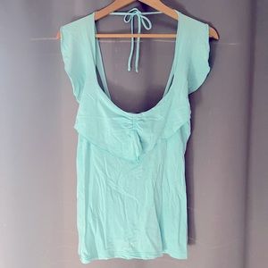 Light turquoise dressy Flowey tank top
